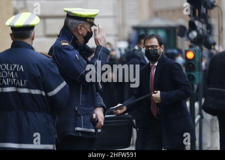 Cecilia Fabiano/Lapresse 17 février 2021 Roma (Italie) Actualités : Gouvernement Draghi , la confiance du Sénat dans le pic : Stefano Patuanelli Banque D'Images