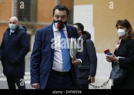 Cecilia Fabiano/Lapresse 17 février 2021 Roma (Italie) Actualités : Gouvernement Draghi , Sénat confiance dans le pic : Matteo Salvini Banque D'Images