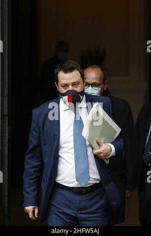 Cecilia Fabiano/Lapresse 17 février 2021 Roma (Italie) Actualités : Gouvernement Draghi , Sénat confiance dans le pic :Matteo Salvini Banque D'Images