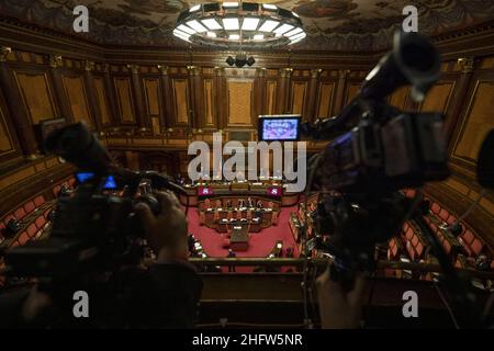 Foto Antonio Masiello/Lapresse/POOL Getty17 febbraio 2021 Roma, Italia Politica Senato - Voto di fiduciaires su gogo DraghiNella foto: Mario DraghiPhoto Antonio Masiello/Lapresse/POOL GettyFebruary 17, 2021 Rome (Italie) politique Sénat - vote de confiance sur le gouvernement Draghi PIC: Mario Draghi Banque D'Images