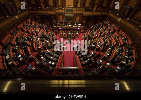 Foto Antonio Masiello/Lapresse/POOL Getty17 febbraio 2021 Roma, Italia Politica Senato - Voto di fiduciaires su gogo DraghiNella foto: Mario DraghiPhoto Antonio Masiello/Lapresse/POOL GettyFebruary 17, 2021 Rome (Italie) politique Sénat - vote de confiance sur le gouvernement Draghi PIC: Mario Draghi Banque D'Images