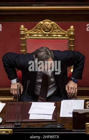 Foto Antonio Masiello/Lapresse/POOL Getty17 febbraio 2021 Roma, Italia Politica Senato - Voto di fiduciaires su gogo DraghiNella foto: Mario DraghiPhoto Antonio Masiello/Lapresse/POOL GettyFebruary 17, 2021 Rome (Italie) politique Sénat - vote de confiance sur le gouvernement Draghi PIC: Mario Draghi Banque D'Images