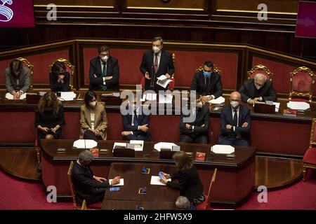 Antonio Masiello/Lapresse/POOL Getty 17 février 2021 Rome (Italie) politique Sénat - vote de confiance sur le gouvernement Draghi le pic: Mario Draghi Banque D'Images