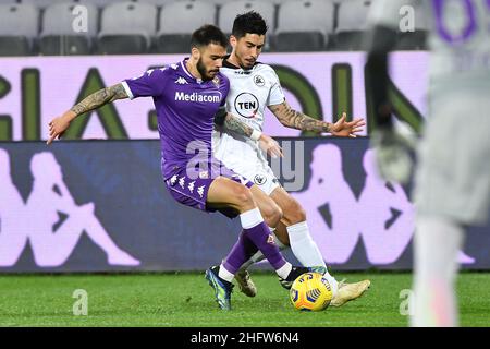 Lapresse - Jennifer Lorenzini 19 février 2021 Firenze (Italie) Sport Soccer Fiorentina - Spezia Italian football Championship League A TIM 2020/ 2021 - 'Artemio Franchi' Stadium in the pic: Venuti Banque D'Images