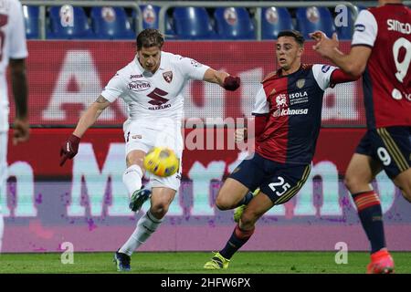 Lapresse/Alessandro Tocco 19 février 2021 Cagliari (Italie) Sport Soccer Cagliari Calcio vs Torino League A TIM 2020/2021 "Sardegna Arena" Stadium&#xA0; sur la photo:15 Cristian Ansaldi(Torino FC) Banque D'Images