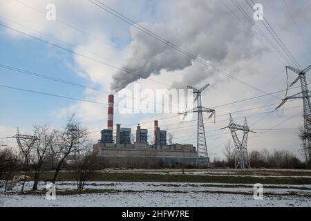 TPP Nikola Tesla Une centrale électrique, Obrenovac, Serbie Banque D'Images