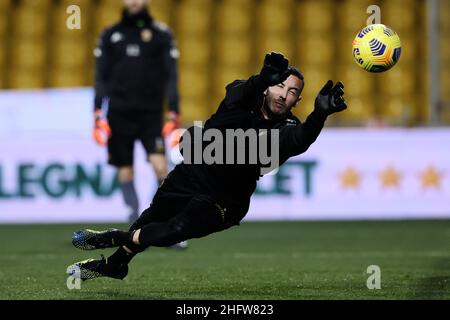 Alessandro Garofalo/Lapresse 21 février 2021 Benevento, Italie football sport Benevento vs Roma - Ligue italienne de football A TIM 2020/2021 - Stade Vigorito.Dans la photo: Lorenzo Montipo Benevento Banque D'Images