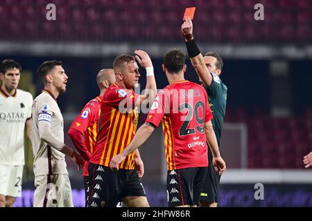 Fabio Rossi/AS Roma/Lapresse 21/02/2021 Benevento (Italie) Sport Soccer Benevento-Roma Ligue italienne de football série A Tim 2020/2021 - Stadio Comunale Ciro Vigorito dans le pic: Glik Banque D'Images