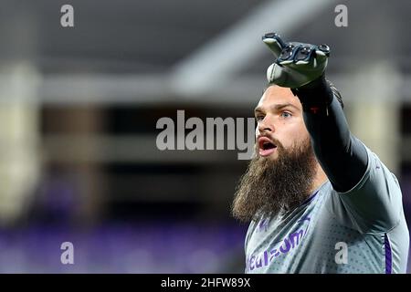 Lapresse - Jennifer Lorenzini 19 février 2021 Firenze (Italie) Sport Soccer Fiorentina - Spezia Italian football Championship League A TIM 2020/ 2021 - 'Artemio Franchi' Stadium in the pic: Bartlomiej Dragowski Banque D'Images