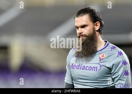 Lapresse - Jennifer Lorenzini 19 février 2021 Firenze (Italie) Sport Soccer Fiorentina - Spezia Italian football Championship League A TIM 2020/ 2021 - 'Artemio Franchi' Stadium in the pic: Bartlomiej Dragowski Banque D'Images