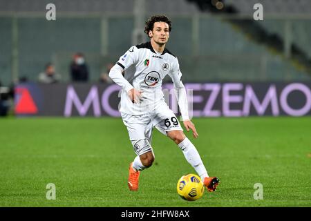 Lapresse - Jennifer Lorenzini 19 février 2021 Firenze (Italie) Sport Soccer Fiorentina - Spezia Italian football Championship League A TIM 2020/ 2021 - Stade 'Artemio Franchi' dans la photo: Luca Vignali Banque D'Images