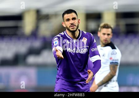 Lapresse - Jennifer Lorenzini 19 février 2021 Firenze (Italie) Sport Soccer Fiorentina - Spezia Italian football Championship League A TIM 2020/ 2021 - 'Artemio Franchi' Stadium in the pic: Valentin Eysseric Banque D'Images