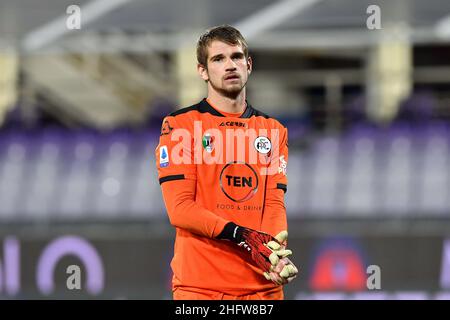 Lapresse - Jennifer Lorenzini 19 février 2021 Firenze (Italie) Sport Soccer Fiorentina - Spezia Italian football Championship League A TIM 2020/ 2021 - 'Artemio Franchi' Stadium in the pic: Ivan Provedel Banque D'Images