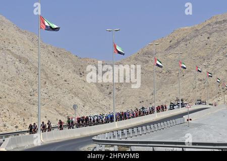 Lapresse - Fabio Ferrari 24 février 2021 Abu Dhabi (Émirats arabes Unis) Sport Cycling UAE Tour 2021 -DUBAI STAGE- Stage 4 - de l'île de Marjan à l'île de Marjan dans la photo: Pendant la course Banque D'Images