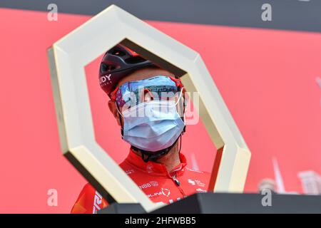 GIAN Mattia d'Alberto - Lapresse 26 février 2021 Dubai (Émirats Arabes Unis) Sport Cycling UAE Tour 2021 -DUBAI STAGE- Stage 6 - des îles Deira à Dubaï - Palm Jumeriah dans le pic: Damiano Caruso Banque D'Images