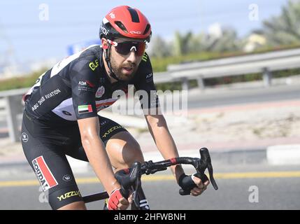 Lapresse - Fabio Ferrari 26 février 2021 Dubai (Émirats Arabes Unis) Sport Cycling UAE Tour 2021 -DUBAI STAGE- Stage 6 - de Dubaï - Iles Deira à Dubaï - Palm Jumeriah dans le pic: Pendant la course. Banque D'Images