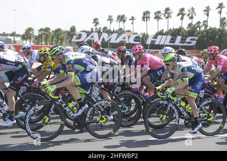 Lapresse - Fabio Ferrari 26 février 2021 Dubai (Émirats Arabes Unis) Sport Cycling UAE Tour 2021 -DUBAI STAGE- Stage 6 - de Dubaï - Iles Deira à Dubaï - Palm Jumeriah dans le pic: Pendant la course. Banque D'Images