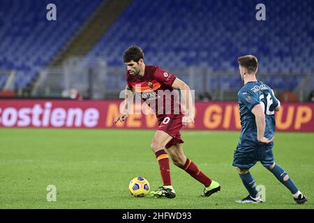 Luciano Rossi/ AS Roma/ Lapresse 28/02/2021 Rome (Italie) Sport Soccer Roma - Milan football Championship League A Tim 2020 2021 Olimpico Stadium of Rome in the pic: Federico Fazio Banque D'Images