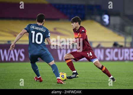 Luciano Rossi/ AS Roma/ Lapresse 28/02/2021 Rome (Italie) Sport Soccer Roma - Milan football Championship League A Tim 2020 2021 Olimpico Stadium of Rome in the pic: Gonzalo Villar Banque D'Images