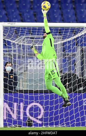 Luciano Rossi/ AS Roma/ Lapresse 28/02/2021 Rome (Italie) Sport Soccer Roma - Milan football Championship League A Tim 2020 2021 Olimpico Stade de Rome dans le pic: Pau Lopez Banque D'Images