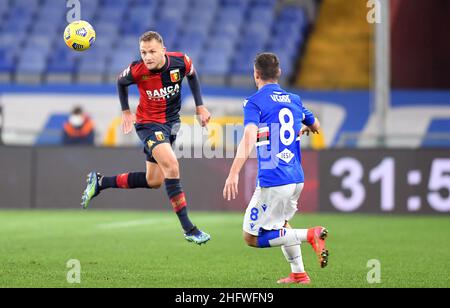 Lapresse - Tano Pecoraro 03 mars 2021 City Genova - (Italie) Sport Soccer Gênes vs Sampdoria Italian football Championship League A TIM 2020/2021 - 'Luigi Ferraris' Stadium in the pic: Criscito domenico Banque D'Images