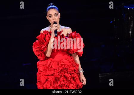 Matteo Rasero/Lapresse 03 mars 2021 Sanremo, Italie divertissement Festival de musique de Sanremo 2021, deuxième soirée.Dans la photo: Elodie Banque D'Images