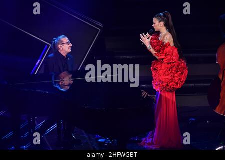 Matteo Rasero/Lapresse 03 mars 2021 Sanremo, Italie divertissement Festival de musique de Sanremo 2021, deuxième soirée.Dans la photo: Elodie Banque D'Images