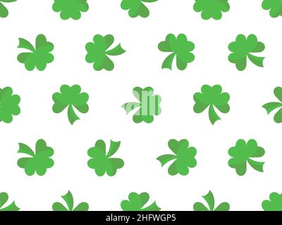 Motif sans couture avec feuilles de trèfle vertes sur fond blanc.Fond festif de la Saint-Patrick avec trèfle pour bannières, papier d'emballage et bal Illustration de Vecteur