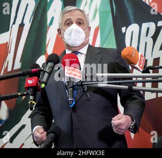 Roberto Monaldo / Lapresse 16-03-2021 Rome (Italie) Conférence de presse de Forza Italia dans le pic Antonio Tajani Banque D'Images