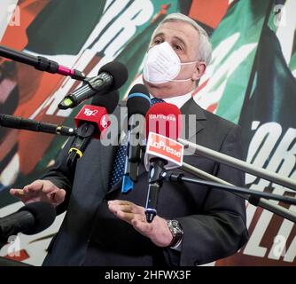 Roberto Monaldo / Lapresse 16-03-2021 Rome (Italie) Conférence de presse de Forza Italia dans le pic Antonio Tajani Banque D'Images