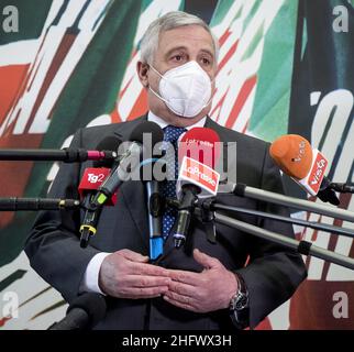 Roberto Monaldo / Lapresse 16-03-2021 Rome (Italie) Conférence de presse de Forza Italia dans le pic Antonio Tajani Banque D'Images