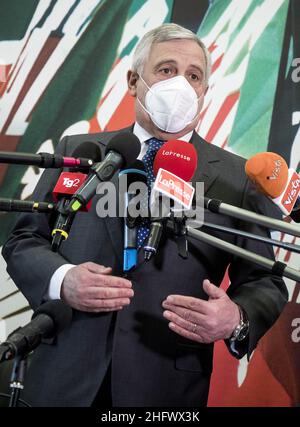 Roberto Monaldo / Lapresse 16-03-2021 Rome (Italie) Conférence de presse de Forza Italia dans le pic Antonio Tajani Banque D'Images