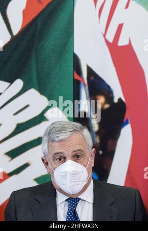 Roberto Monaldo / Lapresse 16-03-2021 Rome (Italie) Conférence de presse de Forza Italia dans le pic Antonio Tajani Banque D'Images