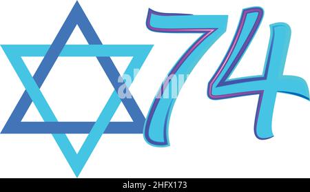 Célébration de l'anniversaire de l'indépendance d'Israël, Yom Ha'atzmaut, avec Star of David. Illustration de Vecteur