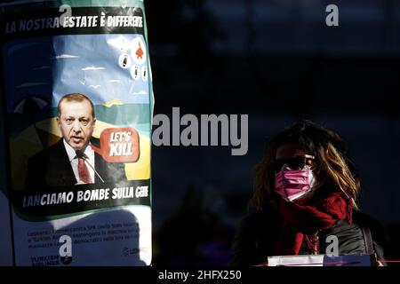 Cecilia Fabiano/Lapresse 25 mars 2021 Roma (Italie) Actualités : démonstration en cours de la convention d'Istanbul dans le pic : la manifestation sur la piazza Indipendenza Banque D'Images