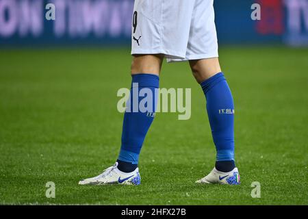 Massimo Paolone/Lapresse 25 mars 2021 Parme, Italie football sportif Italie contre l'Irlande du Nord - European Qualifiers coupe du monde de la Fifa Qatar 2022 - Stade Ennio Tardini dans la photo: Les chaussures de Leonardo Bonucci (Italia) Banque D'Images