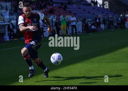 Lapresse/Alessandro Tocco 03 avril 2021 Cagliari (Italie) Sport Soccer Cagliari Calcio vs Verona FC League A TIM 2020/2021 "Sardegna Arena" Stadium&#xA0; sur la photo:Nahitan Nandez 18 (Cagliari Calcio) Banque D'Images