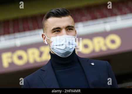 Lapresse - Fabio Ferrari 03 avril 2021 Turin, Italie sport de football EXCLUSIF TORINO FC Torino FC vs Juventus FC - Italian football Championship League A TIM 2020/2021 - stade "Olimpico Grande Torino".Dans le pic:Alessandro Buongiorno (Torino FC); Banque D'Images