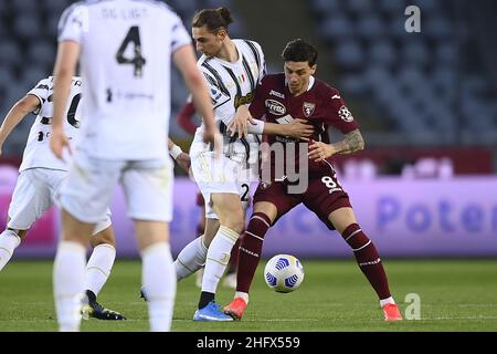 Lapresse - Fabio Ferrari 03 avril 2021 Turin, Italie sport de football EXCLUSIF TORINO FC Torino FC vs Juventus FC - Italian football Championship League A TIM 2020/2021 - stade "Olimpico Grande Torino".Dans le pic:Daniele Baselli (Torino FC); Banque D'Images