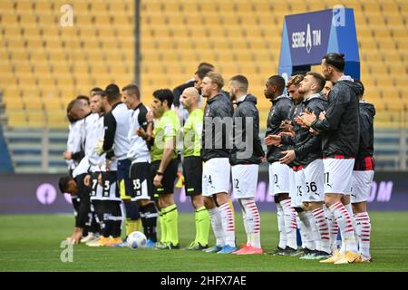 Massimo Paolone/Lapresse 10 avril 2021 Parme, Italie football Parme vs Milan - Ligue italienne de football A TIM 2020/2021 - Stade Ennio Tardini dans le pic: Ligne Banque D'Images