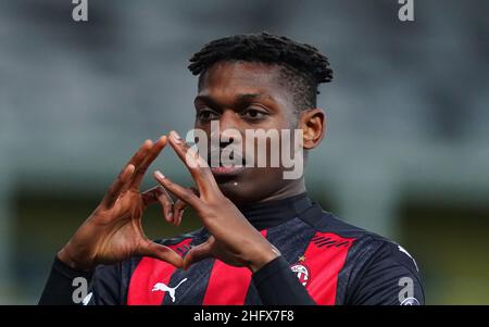 Lapresse - Spada 10 avril 2021 Parme ( Italie ) Sport Soccer A.C.Milan- saison 2020-2021 - série A Parme vs Milan dans le pic: Rafael Leao fête après avoir obtenu 1-3 points Banque D'Images