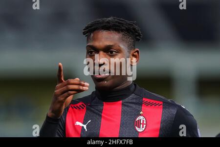 Lapresse - Spada 10 avril 2021 Parme ( Italie ) Sport Soccer A.C.Milan- saison 2020-2021 - série A Parme vs Milan dans le pic: Rafael Leao fête après avoir obtenu 1-3 points Banque D'Images