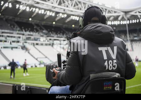 Marco Alpozzi/Lapresse 11 avril 2020 Turin, Italie football sportif Juventus vs Gênes - Ligue italienne de football A TIM 2020/2021 - Allianz Stadium in the pic: stade de football caméraman Banque D'Images