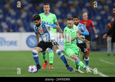 Alessandro Garofalo/Lapresse 22 avril 2021 Naples, Italie football sportif Napoli vs Lazio - Ligue italienne de football A TIM 2020/2021 - Stade Diego Armando Maradona.Dans la photo: Elseid Hysaj (SSC Napoli) Banque D'Images