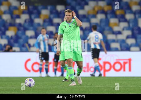 Alessandro Garofalo/Lapresse 22 avril 2021 Naples, Italie football sportif Napoli vs Lazio - Ligue italienne de football A TIM 2020/2021 - Stade Diego Armando Maradona.Dans la photo: Ciro immobile (SS Lazio) Banque D'Images