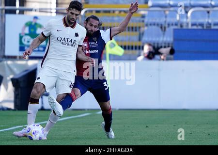 Lapresse/Alessandro Tocco 25 avril 2021 Cagliari (Italie) Sport Soccer Cagliari Calcio vs AS Roma League A TIM 2020/2021 "Sardegna Arena" Stadium&#xA0; sur la photo: Leonardo Pavoletti 30 (Cagliari Calcio) Banque D'Images