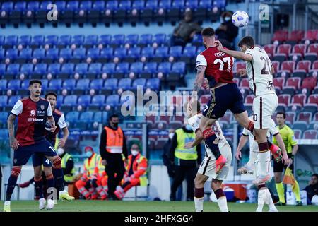 Lapresse/Alessandro Tocco 25 avril 2021 Cagliari (Italie) Sport Soccer Cagliari Calcio vs AS Roma League A TIM 2020/2021 "Sardegna Arena" Stadium&#xA0; sur la photo:Alberto Cerri 27 (Cagliari Calcio) Banque D'Images