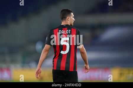 Lapresse - Spada 26 avril 2021 Rome ( Italie ) Sport Soccer A.C.Milan- saison 2020-2021 - série A Lazio vs Milan dans la photo: Diogo Dalot Banque D'Images