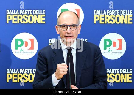 Mauro Scrobogna /Lapresse 12 mai 2021 Rome, Italie politique PD - propositions sur le sport comme bien social dans la photo: Le secrétaire du PD Enrico Letta Banque D'Images