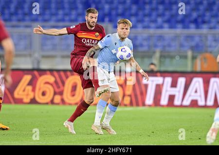 Fabio Rossi/AS Roma/Lapresse 15/05/2021 Rome (Italie) Sport Soccer Roma-Lazio Ligue italienne de football série A Tim 2020/2021 - Stade Olimpic dans la photo: Banque D'Images